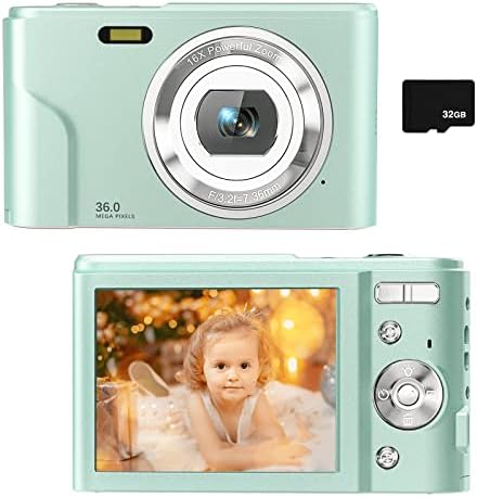 Дигитална камера за деца момчиња и девојчиња - Детска камера 36MP со 32 GB SD картичка, Full HD 1080p Електронска мини камера за студенти,