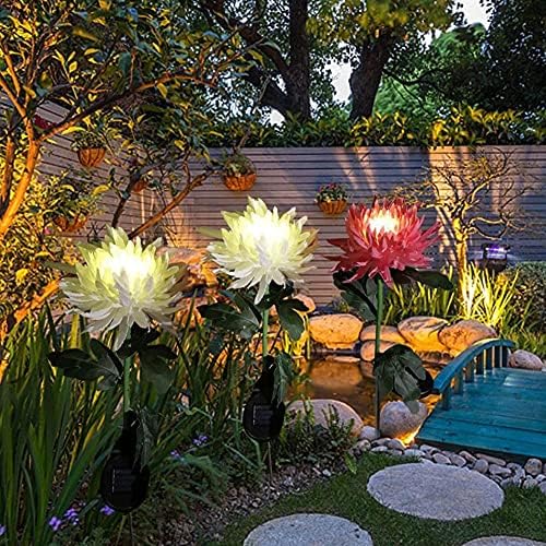 Haаоле 2 парчиња предводена соларна светлина вештачка вештачка хризантема симулација цвет на отворено градинарски тревници ламби дворови