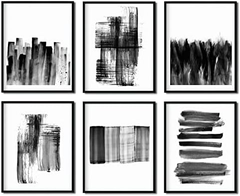 Црна и бела wallидна уметност - отпечатоци апстрактна wallидна уметност слики за канцелариска декорација 8x10in модерен минималистички стил