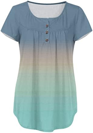 Врвови за жени обични летни кошули со кратки ракави трендовски излегуваат на врвни симпатични графички маички за џемпери V вратот маици