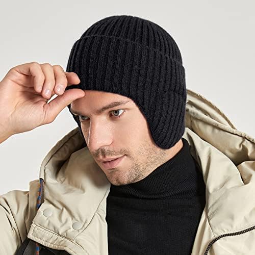 Зимска ушна капа од ракави и ракавици на допир на екранот на допир за мажи и жени, топло снежно плетено скијачко капа за унисекс
