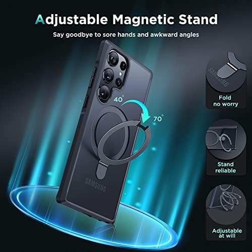 Juntone за Samsung Galaxy S23 Ultra Case со магнетски штанд, [компатибилен со Magsafe] [Non-Yolding], Тенок заштитен мат назад