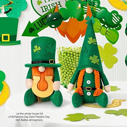 Денот на Свети Патрик Гноми Ирска елф декорација рачно изработена зелена џуџе украси без никакви постари ирски фестивал среќни украси за