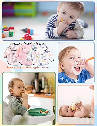 Suptmax 3 пакет симпатични бебешки биб, биб за бебиња водоотпорно девојче девојче Бибс дете, брадавици за бебиња, смок за мобилно за јадење
