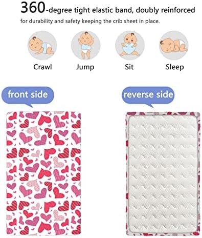 Валентински тематски опремени мини чаршафи, преносни мини креветчиња за креветчиња меки и дишечки постелнини-столбови за момче
