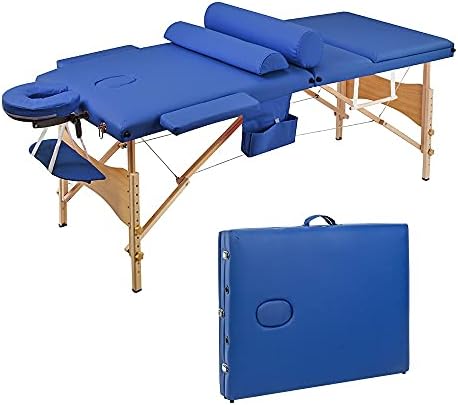 JAHH 3 делови185 x 70 x 85cm преклопен кревет за убавина преклопување преносна масажа за масажа за убавина сет 70 см широко сино