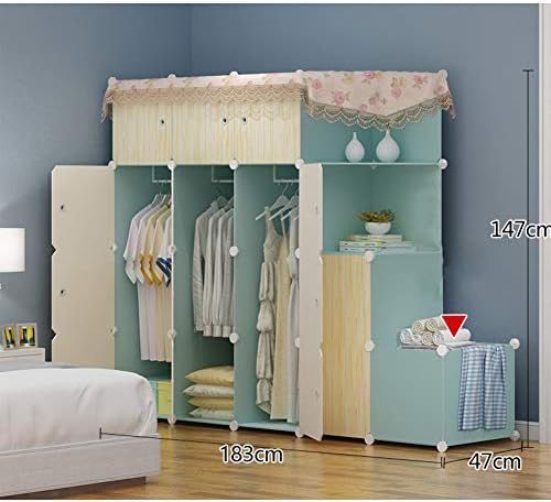 Преносен плакарот за гардероба гардероба со висечка шипка, дрвена шема спална соба Армоар модуларен кабинет за облека за складирање на