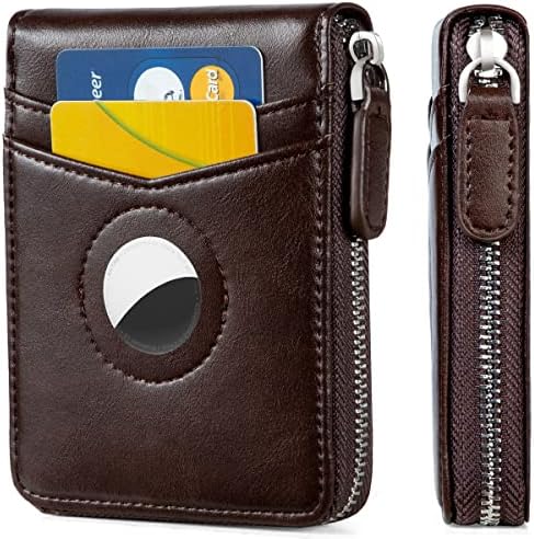 Паричник за воздушен патент Huztencor, Mens Pallet Zipper RFID тенок кожа РФИД кредитна картичка паричник со вграден држач за куќиште