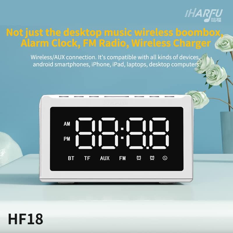 HF18W Bluetooth звучник со 10W Max безжично полнење, надворешно, преносно, водоотпорен, безжичен звучник, 24ч за играње, преносен безжичен звучник