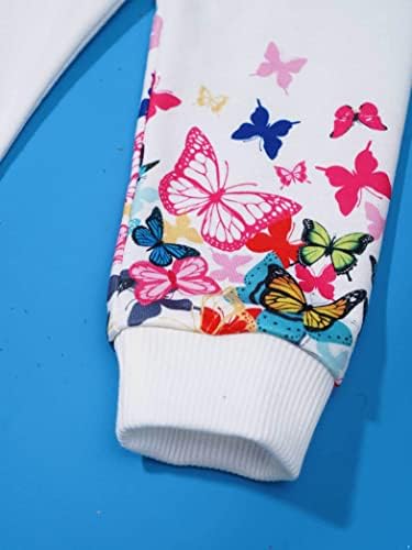 Yihuimin Девојки девојки со качулка дуксери Шарени јакни за печатење на пеперутка по поштенски врвови за спортска облека со џеб