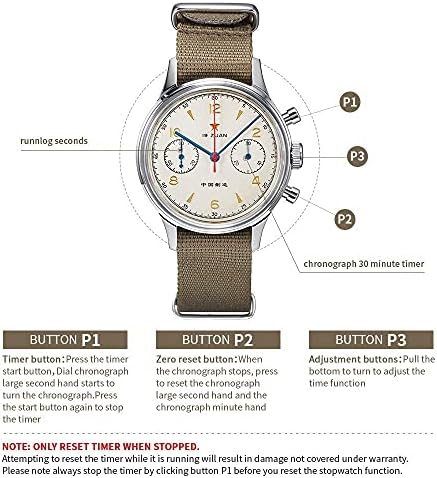 Seakoss Оригинал 1963 Менс 38mm Часовник ST1901 Движење Пилот Хронограф Механички Рачен Часовник Од Нерѓосувачки Челик Акрилно
