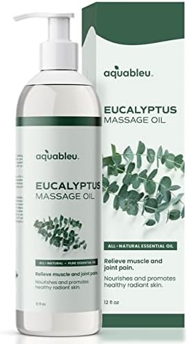 Масло за масажа во Aquableu Eucalyptus чиста и природна - природна терапија за масажа во домашен терен, ги смирува кожата и мускулите -