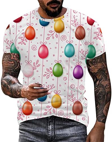 2023 година Нова машка Велигденска модна лежерна дигитална дигитална 3Д печатена маица со тркалезен врат и кратки ракави летни