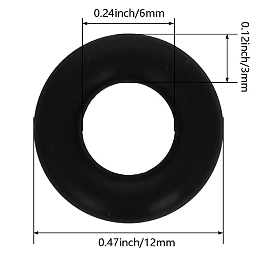 Bettomshin 200pcs нитрилна гума О-прстени, 12мм ОД 6мм ID 3мм ширина, метричка буна-нитрилна запечатување заплет за миење садови за тапа