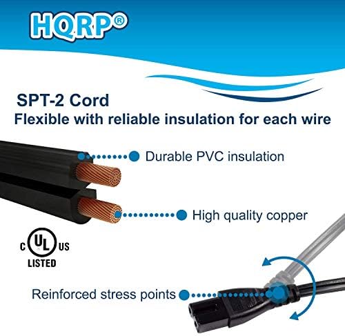 HQRP AC Кабел За Напојување Компатибилен Со Panasonic SC-HC271P SC-HC27P SC-HC37 SC-HC57P SC-HTB350 Maines Cable, UL Наведени