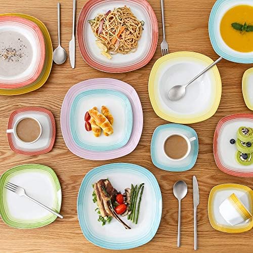TJLSS 30-парчиња керамички порцелански комбинација вечера сет со чинија за вечера, чинија за десерт, чинија за супа, чаша, сет за
