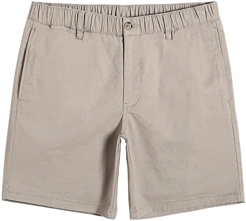 Maamgic машки класично-фит 7 памучни обични шорцеви еластична лента за половината со мулти-џеб дневно носење летна облека