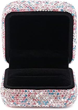 Monanoat Luxury Bling целосно rhinestones квадратна форма прстен кутија за подароци накит за накит за свадба за ангажман