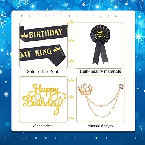 5 Парчиња Додатоци За Роденден Вклучуваат Човек Роденден Крал Круна Роденден Крал Појас Значка Игла Круна Брош Висечки Синџир