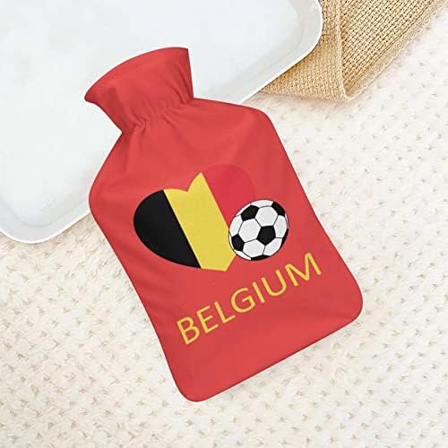 Loveубов шише со топла вода во Белгија Фудбал со мека плишана обвивка топла гумена вода торба за вбризгување 1000 ml