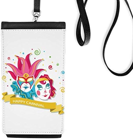Двојна глава Среќен карневал на Венеција Телефонска чанта што виси мобилна торбичка црн џеб