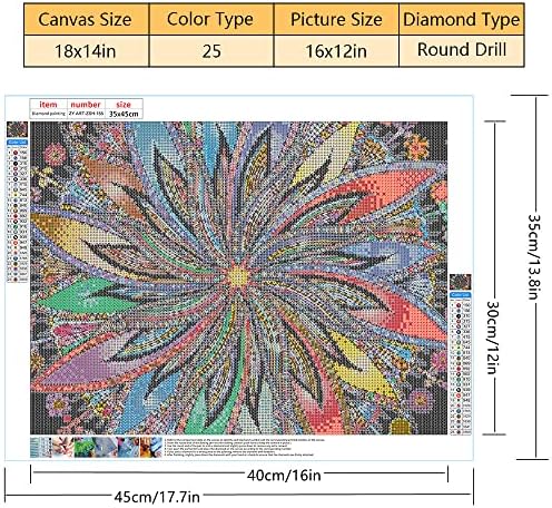 Tishiron 5d Diamond Painting Full Dript Mandala Сликарство со комплети за дијаманти комплети цвеќиња Дијамантски комплети за сликање