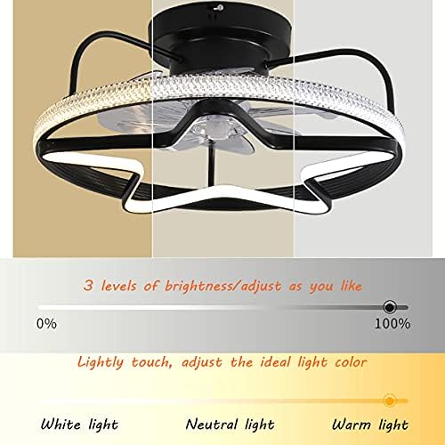 Вентилатор за спална соба Neochy со тавански светло и далечински управувач тивки 3 брзини со тајмер LED затемнеста светлина на вентилаторот
