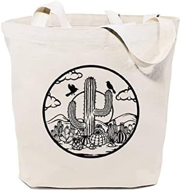 Gxvuis пустински кактус платно торба за жени естетска природа намирници вреќи за рамо за подарок за патување за девојчиња