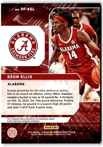 2022-23 Панини хроники нацрт-избор на формули за напојување 22 Keon Ellis Alabama Crimson Tide RC RC Drokie Basketball Trading Card