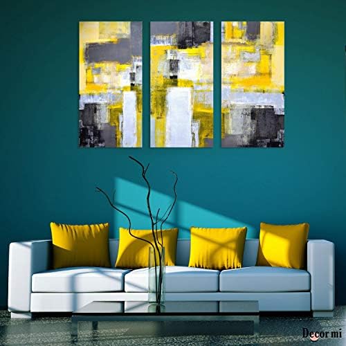 Декор ми апстрактна wallидна уметност жолто сиво платно wallидни уметнички слики за спална соба дневна соба канцеларија дома украси модерно