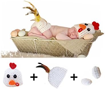 M&G House Fashion Fashion Fashion Brandide Crochet Knited Photography Prop Chicken Set Unisex Baby Cap Coupt