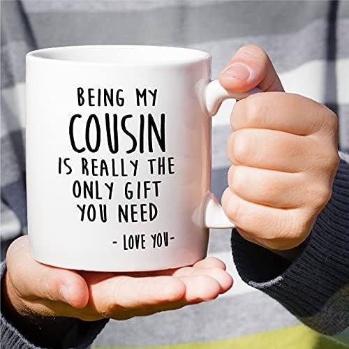 Смешна кригла Retreez - Да се ​​биде мојот братучед е навистина единствениот подарок што ти треба да те сакам 11 мл керамички кафе чаши - смешно,