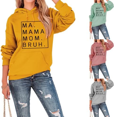 Womenените мама мама мама Брух пуловер Худи, мама мама бру маичка за жени