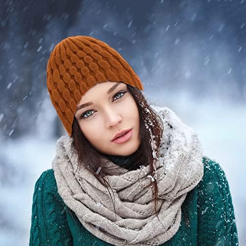 Ски -капа за мажи жени гроздобер печатење мека и дневна класична зимска капа за трчање плетена капчиња купка кучка капа