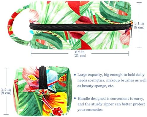 Тоалетна Торба, Козметичка Торба За Шминка За Патувања За Жени Мажи, Хавајски Цвет Тропски Палма Лист