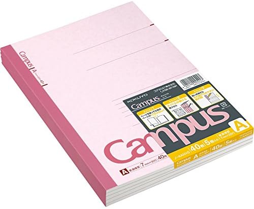 Тетратка во кампусот Кокујо, владееше 7 мм, полу-Б5, 40 листови, 30 реда, розова, пакет од 5, Јапонија Импорт