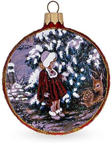 Гроздобер стил мало девојче и еленски украсен украс за божиќен украс