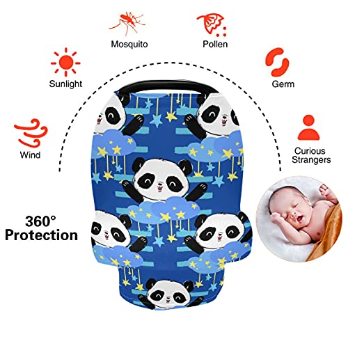 Обвивки за седишта за бебиња за автомобили Симпатична панда со coanвездена автомобилска крошна, доилка за нега на автомобили, крошна за бебиња, доенчиња за доење на д