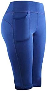 Gdjgta жени се протегаат во средниот дел на стомакот, контролата на стомакот W страна/скриен џеб брзо сушење со пет точки јога панталони