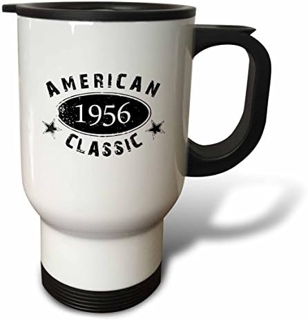 3DROSE 1956 Американска класична персонализирана година за раѓање, црна гранџ гроздобер изглед не'рѓосувачки челик Патничка кригла,