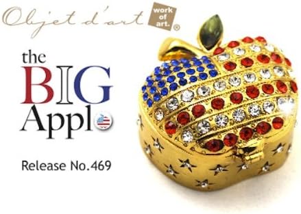 Објавување на Објет Д'Арт бр.469 „Големото јаболко“ во САД црвено и сино јаболко рачно изработено кутија за накит со накит