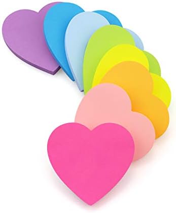 Лепливи белешки на срцето на срцето 8 бои светла разнобојна леплива подлога 75 чаршафи/подлога за само-лепливи влошки за белешки