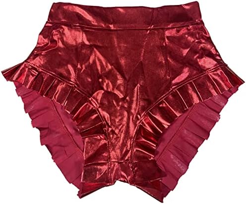 QFMQKPI жени секси шорцеви со високи половини сјајни метални плен шорцеви 90 -ти години на минати ноќни клубови топли панталони