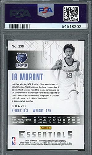 Ja Moranant 2019 Panini Chronicles Basketball Rookie Card RC 230 оценета PSA 10