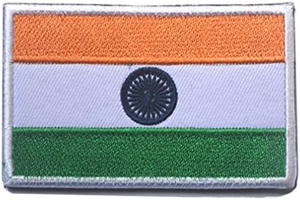 Girepplus India Flag Patch извезена воена тактичка морал закрпи Апликација за прицврстувачи на кука и јамка