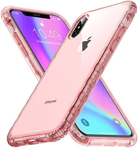 Кевкек Дизајниран За Iphone X/Xs Clear Pink, [Воен Отпорен На Удари] [Не Пожолтување] Fundas para Симпатична Футрола за iphone Xs/X