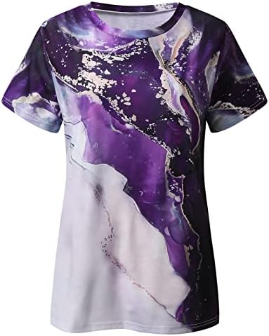 Bmisegm жени океански океански опуштени маички маици со кратки ракави блуза летна кошула