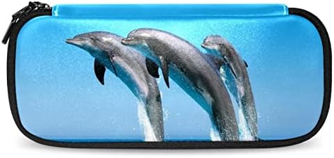 Молив случај Синиот океан Прекрасен делфин со голем капацитет за пенкало за пенкало за торбичка торбичка за шминка за шминка,