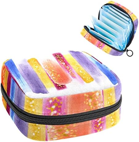 Санитарна торба за складирање на салфетки уметнички удари со четкички шарени палета менструална торба за држач преносен со патент за тинејџери