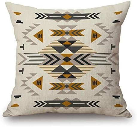 Југозападен геометриски дизајн на перница за памучни постелнина етничка шема Декоративна перница опфаќа уметнички перничиња за куќички